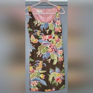 NEW Talbots Vintage Floral Brown Pink Cotton Dress